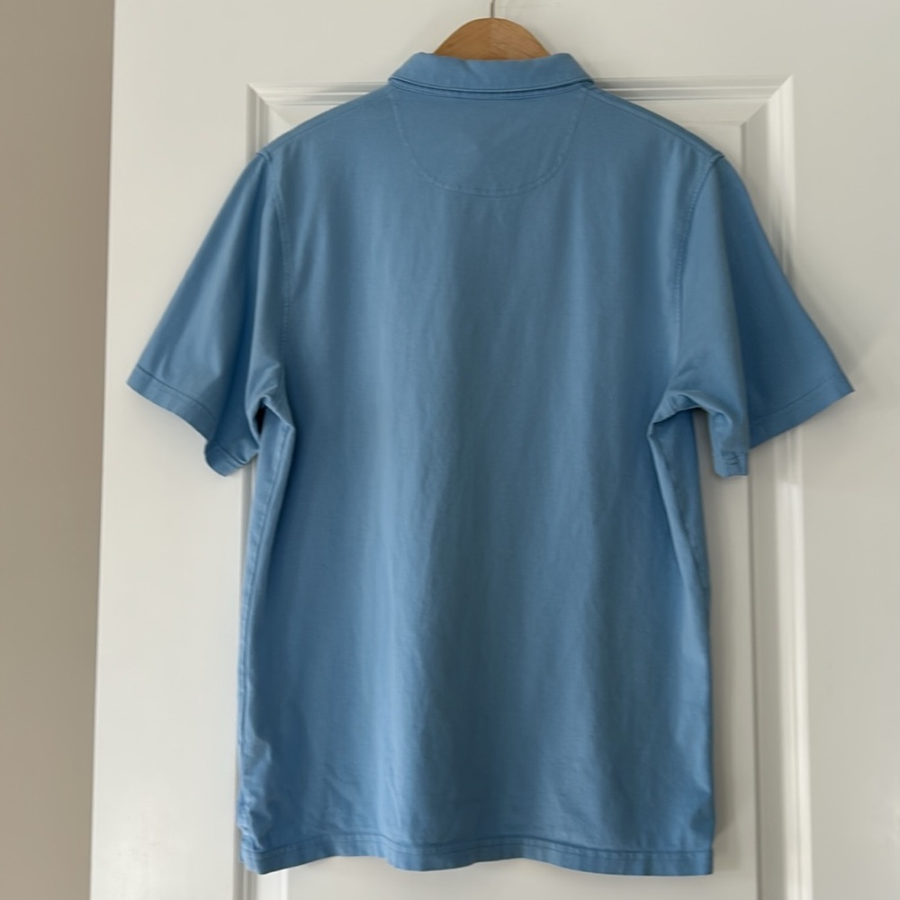 Fish Hippie Pima Cotton Polo Shirt w Logo & Permanent Collar Stays Youth XL Blue - Picture 7 of 11